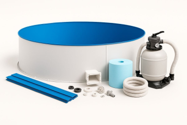 Stahlwandpool Rund Komplettbeckenset Premium - Blau